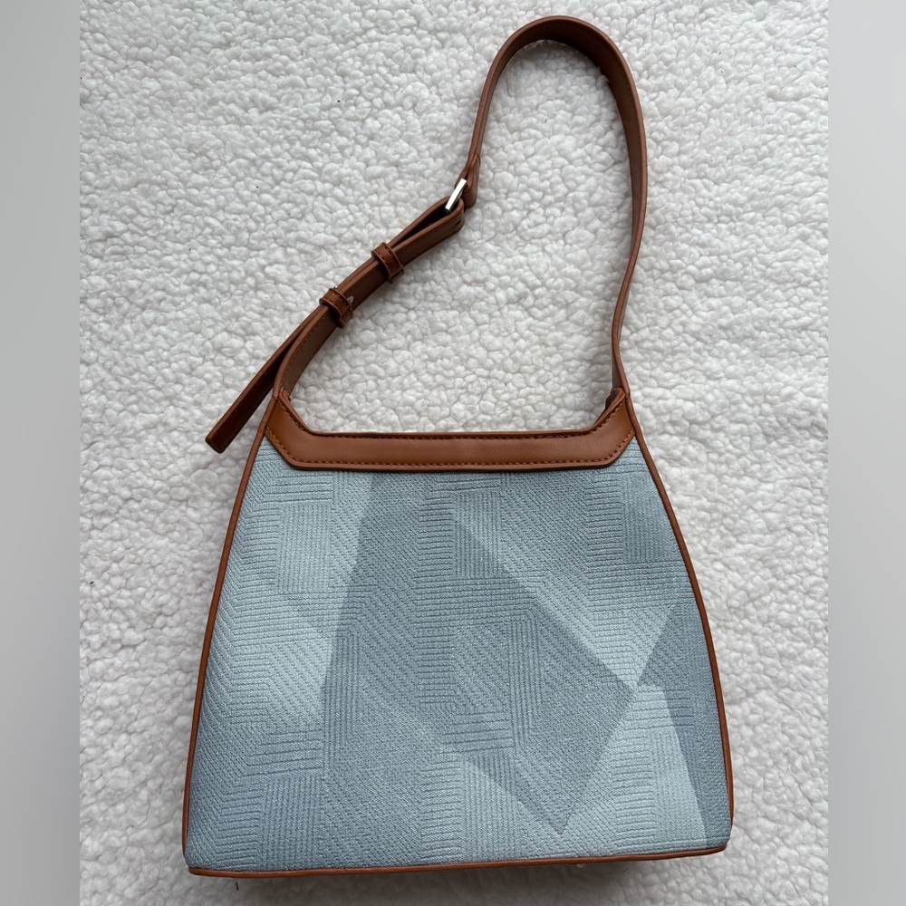 Madison West Light Blue Summer Geometric Tapestry Shoulder Bag